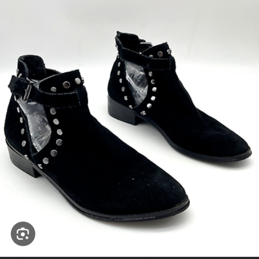 Carlos Santana Suede Black Bohemian Studded Western Boho Moto Cowgirl Boot 7.5